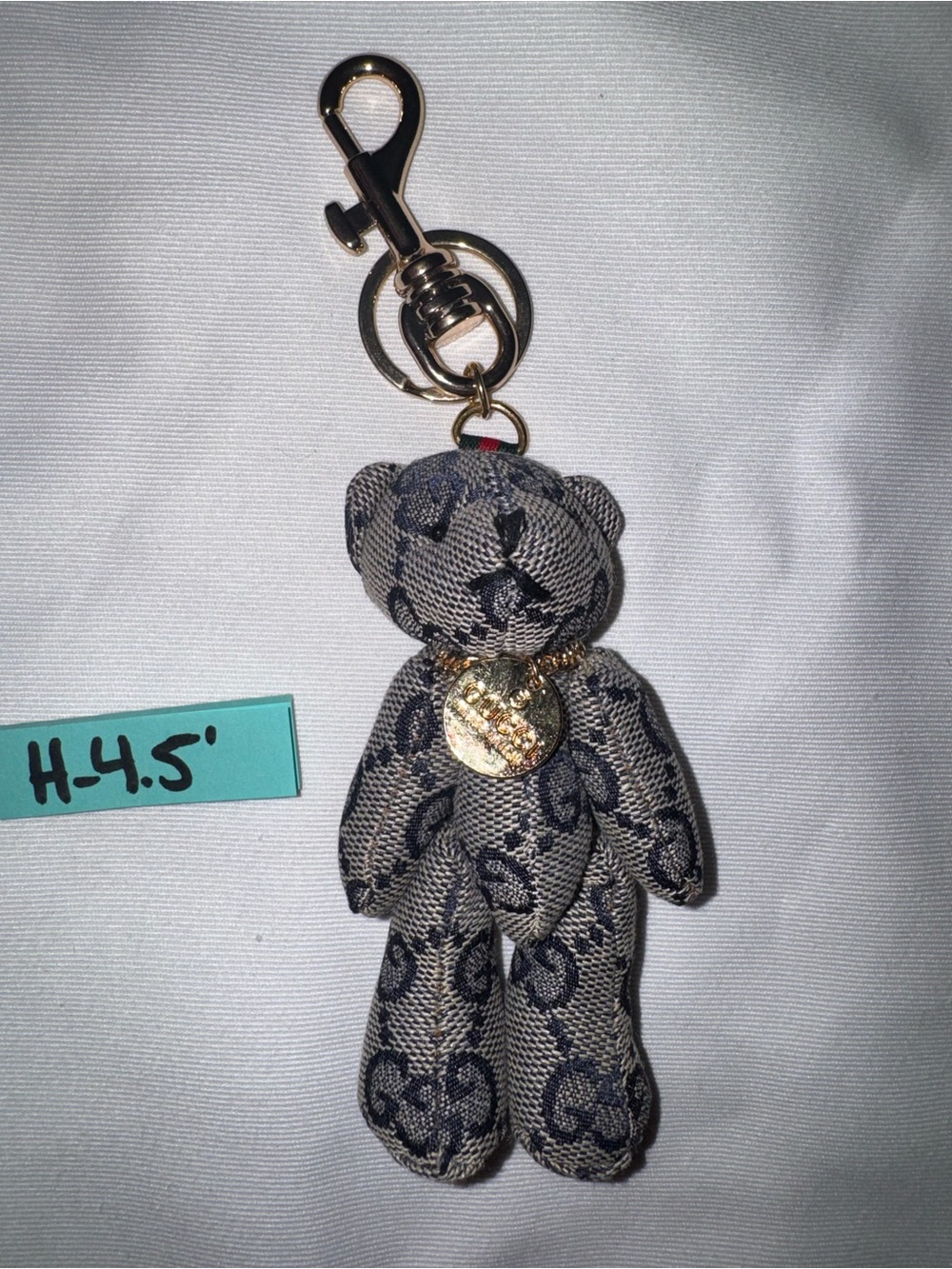 Gucci Navy & Beige Teddy Bear Keychain - Designer Charm - Picture 2 of 8